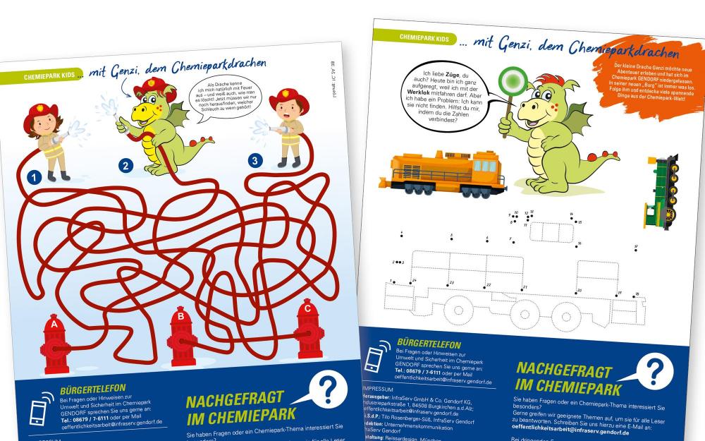 a.werner grafik, Chemiepark GENDORF, Genzi der Chemiepark-Drache, Illustration